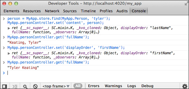 Working with SproutCore's controllers