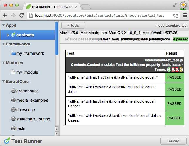 Viewing unit test results