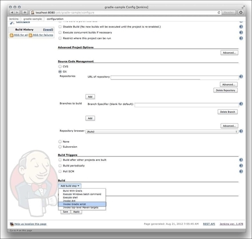 Configuring Jenkins job