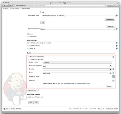 Configuring Jenkins job