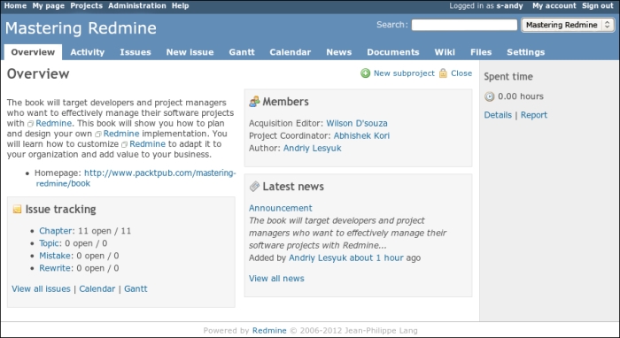 Walk through the Redmine interface