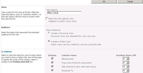 Standard viewlist, managingviews, creating