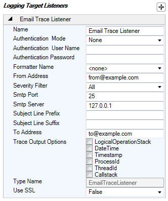 Configuring to send log messages to an e-mail address