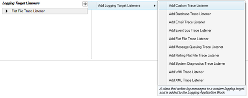 Configuring the custom trace listener