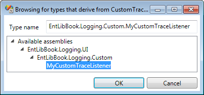 Configuring the custom trace listener