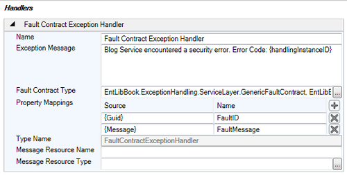 Configuring a fault contract exception handler