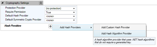 Configuring Hash Provider