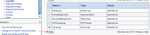 Viewing log files in the Admin Console