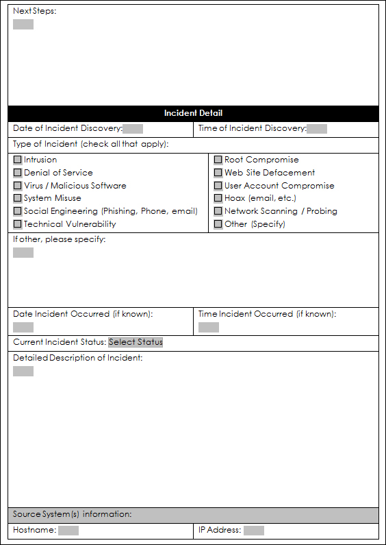 Asample incident response formabout sample incident response form