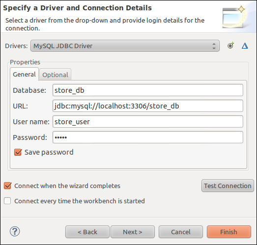 Adding database connections to Eclipse