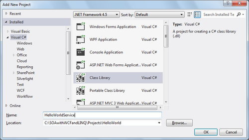 Creating the HelloWorld solution and project