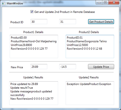 Testing the WCF service with two databases