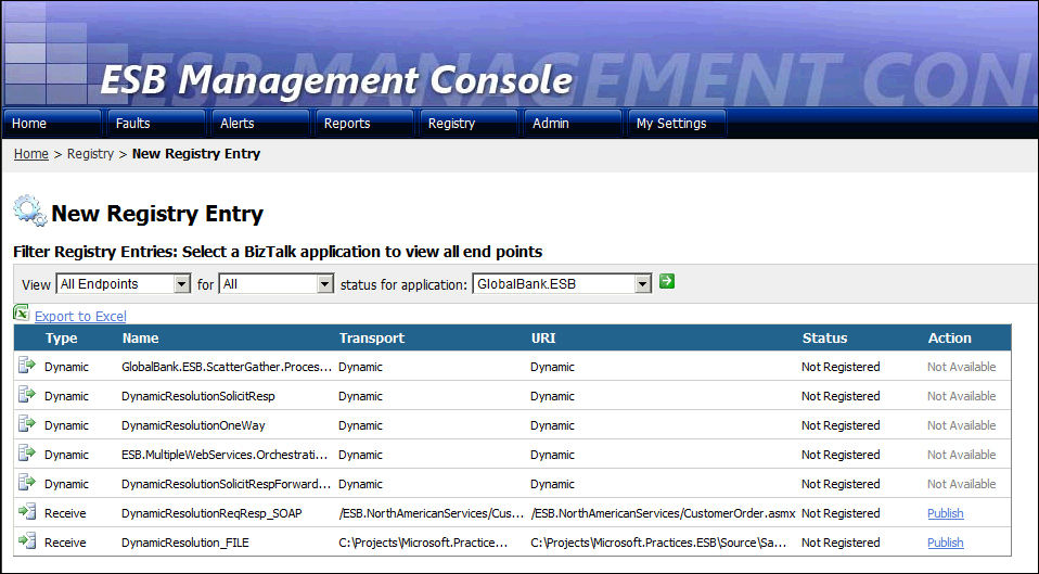 Registry settings