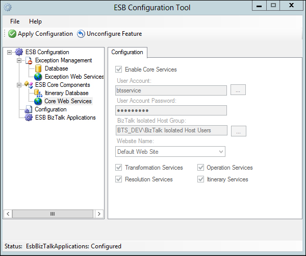 Configuring some Core Web Services