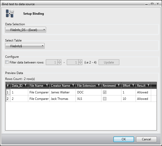 Importing an Excel data source