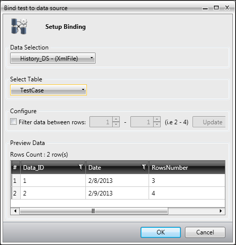 Importing an XML data source