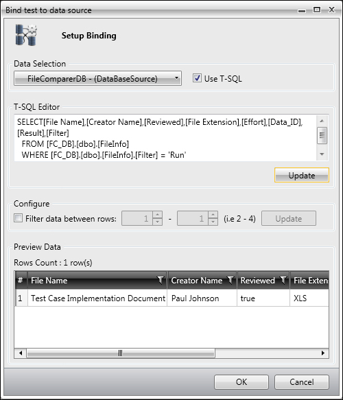 A data-driven test comprising a non data-driven test