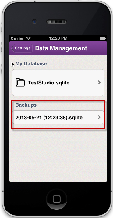 Database backup actions