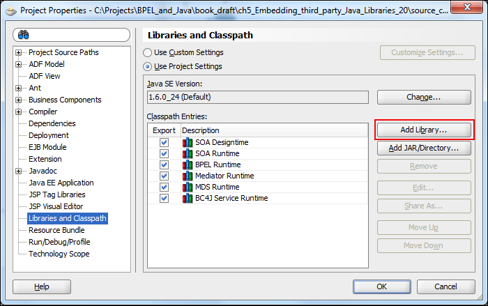 Creating a user-defined library and referencing it inside a JDeveloper project