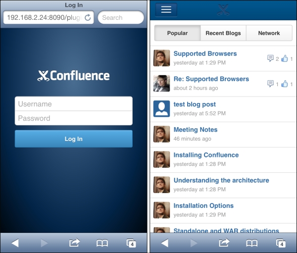 Confluence on your mobile device