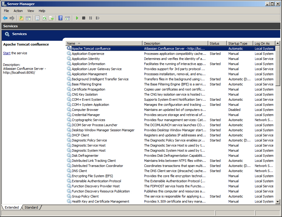 Configuring Confluence as a service