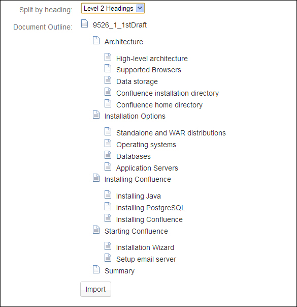 Importing a Word document into multiple pages