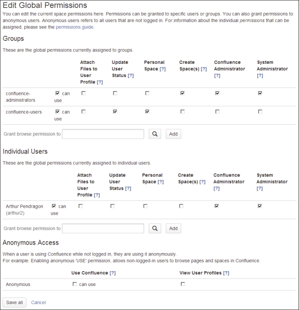 Updating global permissions