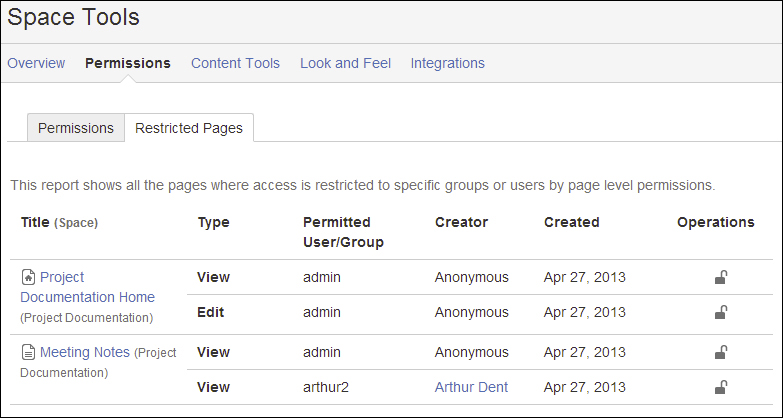 Managing page restrictions