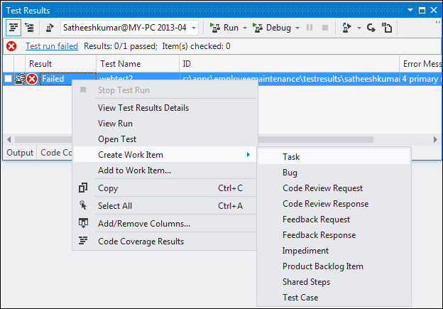 Test Runs and Test Results