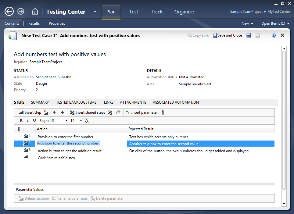 Defining test cases