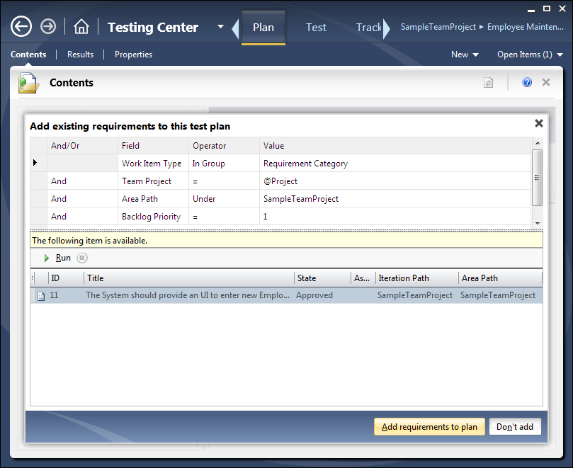 Requirement-based Test Suites