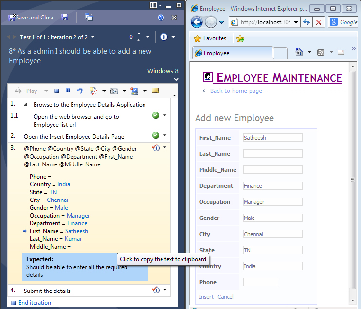 Adding parameters to manual tests