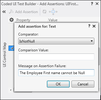 Adding controls and validation to coded UI test