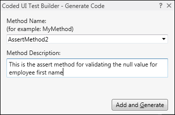 Adding controls and validation to coded UI test