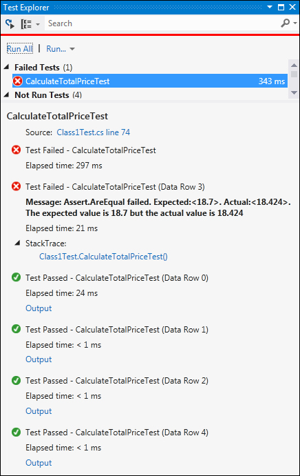 Data-driven unit testing