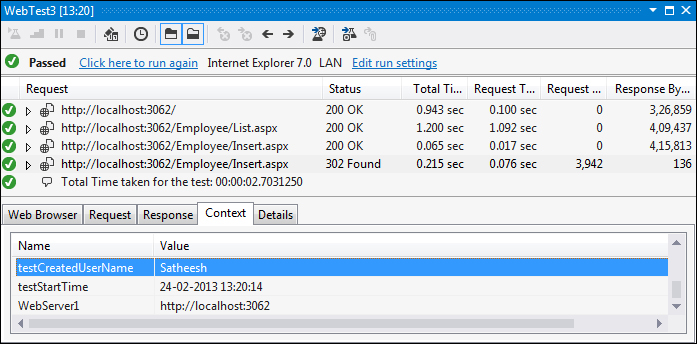 Adding a web test plugin