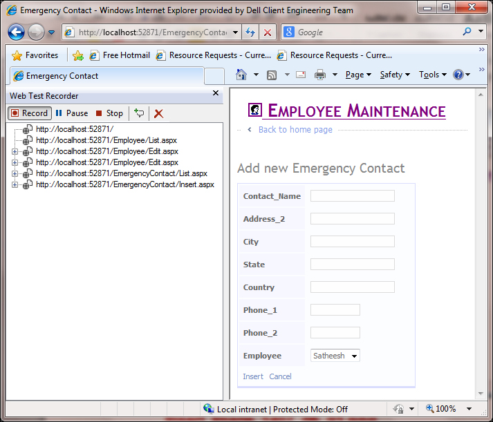 Dynamic parameters in web testing