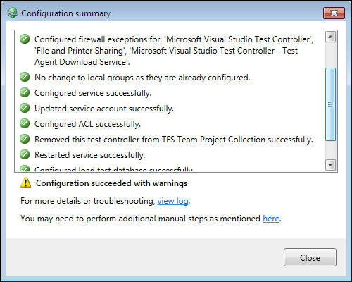 Test Controller and Test Agent Configuration