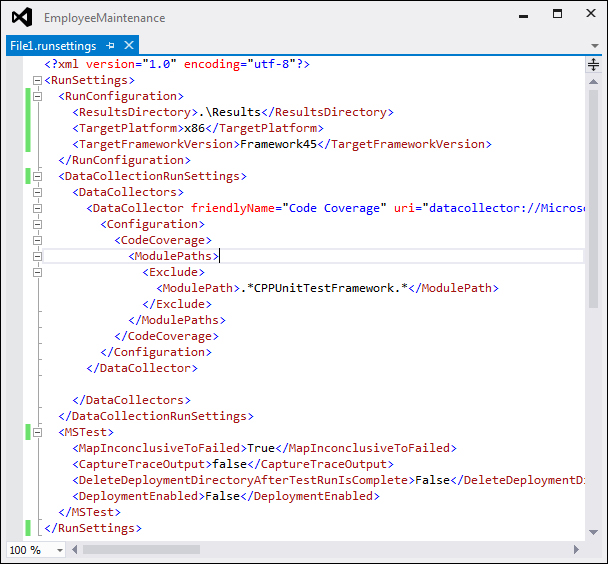 Configuring unit tests using the .runsettings file