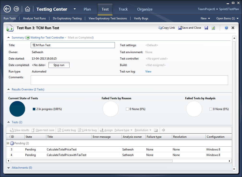 Running tests in a Test Plan