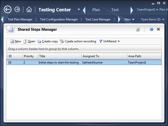 Testing Center – Organize tab