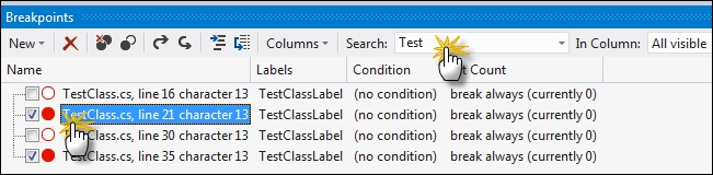 Labeling a breakpoint