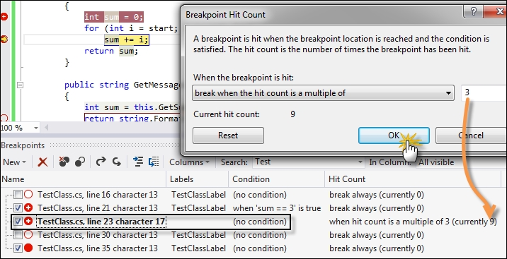 Breakpoint hit counters