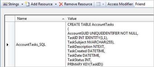Storing DDL in the resource file
