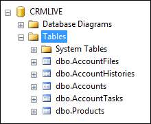 Creating the CRMLive server tables
