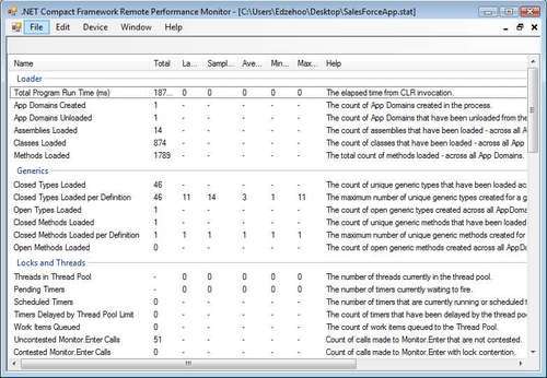 Capturing application performance statistics