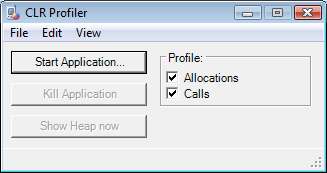Launching the application with the CLR Profiler tool