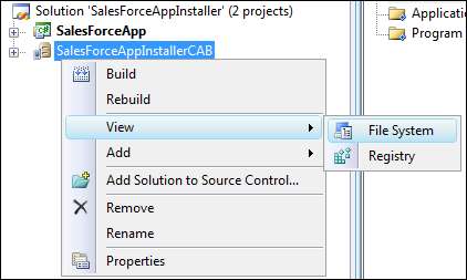Adding the SalesForce application files to your CAB project