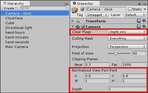 Configuring a screen corner clock camera