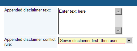 Setting a disclaimer at the server level for all users